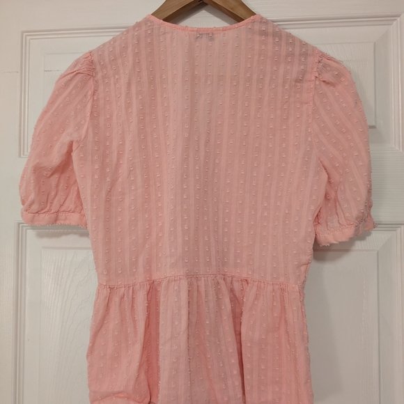 Lucky Brand Pink Wrap Babydoll Top With Detailed Pattern Women's Size Medium - Picture 4 of 4